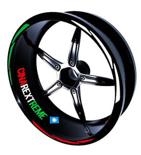 Italy Design Yeşil Beyaz Kırmızı İtalyan Jant Şeridi Sticker Çınar Extreme 