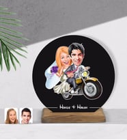 BK Gift Kişiye Özel Evleniyoruz Karikatürlü Yuvarlak Ahşap Biblo-8