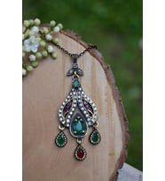 STONEAGE JEWELLERY Kök Yakut Kök Zümrüt Otantik Bayan Kolye (Altın / Dore)