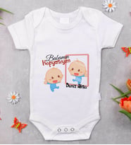 BK Kids İsimli Babamın Kopyasıyım Tasarımlı Bebek Body Zıbın - Model 1