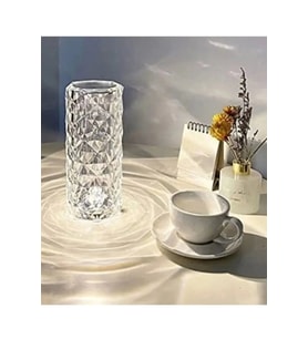 Projeksiyon Masa Lambası Kristal Elmas Led Dokunmatik Sensör Usb Şarj Bar Restoran Masa Lambası (Beyaz)