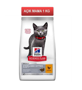 Hills Sterilised Kitten Tavuklu Kısırlaştırılmış Yavru Kedi Maması 1 Kg AÇIK (Kahverengi)