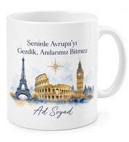 Erasmus Arkadaşına Hediye Kupa Avrupa Anıları Bitmez Baskılı Bardak