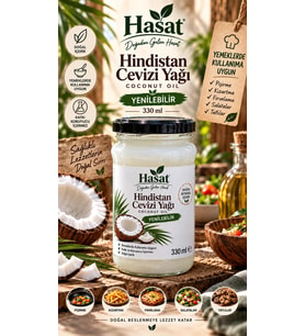 Hasat - Yenilebilir Katı Hindistan Cevizi Yağı 330 ml (Soğuk Sıkım)