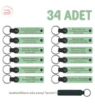 Açık Yeşil, Bebekler İçin Eve Hoş Geldin Partisine Özel Mesajlı Ve İsim Yazılı Anahtarlık 34’lü Set