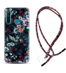 Realme 5i 5 Pro 6i 7 Pro 8 Kılıf Boyun Asklı Rasta Silikon Great Flowers 1304