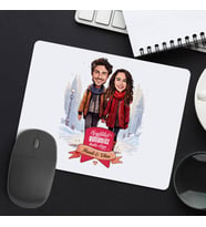 Sevgiliye Hediye Kişiye Özel Karda Yürüyüş ve Aşkımız Karikatürlü Mousepad