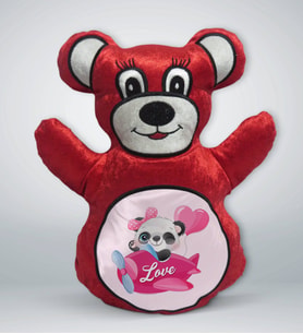 BK Gift Sevimli Panda Tasarımlı Kırmızı Ayıcık Yastık-5