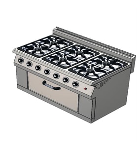 CSA Karacasan 120 cm 700 Seri Set Üstü 6+1 Fırın Doğalgazlı Kuzine (120x70x85Cm)