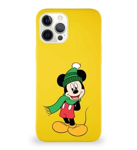 Apple iPhone 12 Pro Max Soft Premier Kapak Mickey Mouse-G Tasarımlı Silikon Kılıf - Sarı (Şeffaf)