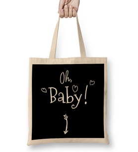 Oh Baby Cute Pregnancy Announcement Mother Mom Bez Çanta Uzun Saplı