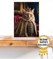 No:13 Kişiye Özel Tasarım Evcil Hayvan Tablosu Patili Hediyelik Kraliyet kıyafetli Portresi