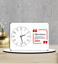 Kişiye Özel Öğretmenler Günü Hediyesi  Ahşap Biblo Masa Saati 15*21 CM
