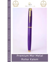 #Kalem Lüks Ofis Hediyesi Logo Baskılı Ergonomik Tasarım Kaliteli Premium Mor Metal Roller Kalem