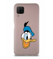Huawei P40 Lite Soft Premier Kapak Donald Duck-A Tasarımlı Silikon Kılıf - Pudra (Şeffaf)