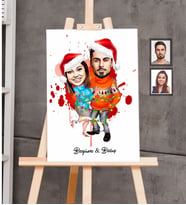 Kişiye Özel Yılbaşı Sevgili Karikatürlü Kanvas Tablo 20x30 Model-7