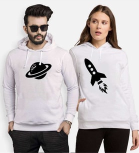 Tshirthane Jüpiter Roket Sevgili Kombinleri Kapüşonlu Kombini (Tek Ürün Fiyatıdır.)