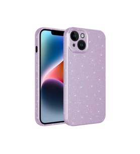 Apple iPhone 14 Uyumlu Kılıf Kamera Korumalı Simli Lüks Zore Koton Kapak (Lila)