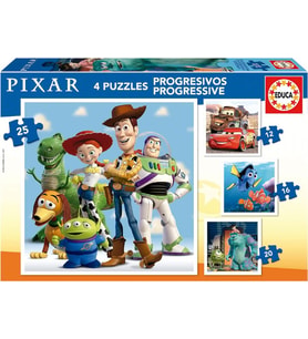 Educa Puzzle - 12+16-20+25 Parça Disney Pixar Kademeli 3-5 Yaş Çocuk Puzzle/Yapboz