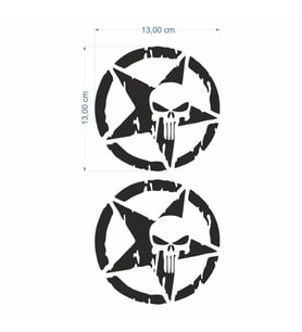 SEVGENT Skm Army Yıldız Kuru Kafa 13 X 13 Cm Siyah Sticker 2 Li