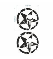 SEVGENT Skm Army Yıldız Kuru Kafa 13 X 13 Cm Siyah Sticker 2 Li