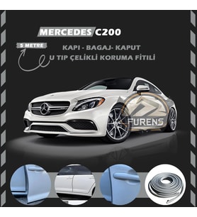 Mercedes C200 Oto Araç Kapı Koruma Fitili 5metre Parlak Gri Renk
