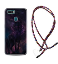 Oppo A5S A15 A16 A54 A55 A73 A74 Kılıf Boyun Asklı Rasta Silikon Black Purple Wolf 1791