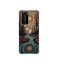 PrintiFy Huawei P40pro ile Uyumlu Simya Serisi Girdaplar Tasarımlı Uv Baskılı Köşe Korumalı Antişok Kılıf