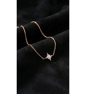 925 Ayar Zirkon Taşlı Rose Kutup Yıldızı Minimal Gümüş Bileklik