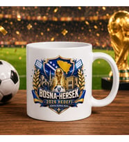 BK Gift Bosna-Hersek Taraftar Temalı Dünya Futbol Kupası Tasarımlı Beyaz Kupa Bardak-4