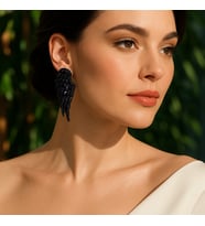 Black Swan Siyah Melek Kanadı Özel Tasarım Küpe - Şık ve Gösterişli