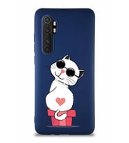 Xiaomi Mi Note 10 Lite Soft Premier Kapak Coolcat Tasarımlı Silikon Kılıf - Lacivert (Şeffaf)