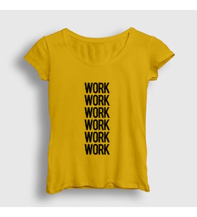 Presmono Kadın Sarı Work Work Work Rihanna T-Shirt 342070tt (Sarı)