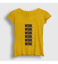Presmono Kadın Sarı Work Work Work Rihanna T-Shirt 342070tt (Sarı)