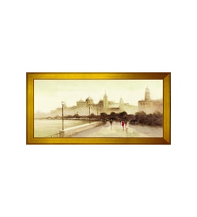 Manzara Temalı Kanvas Tablo 50 x 70 cm Gold Çerçeve