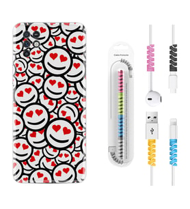 INFINIX Note 11 Pro Note 10 Hot 9 Play Kılıf Kablo Koruma Spiral Silikon Gülen Surat 1774