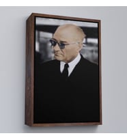 Çerçeveli Atatürk Portre Tablosu Mustafa Kemal Atatürk Dikdörtgen Dekoratif Kanvas Tablo (Altın)