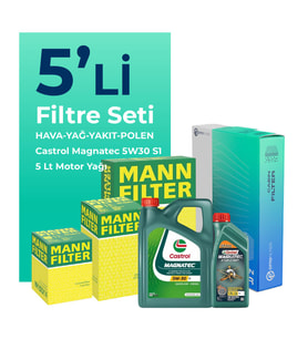 MANN Alfa Giulietta 1.6 Dizel 105 HP Filtre Bakım Seti Castrol Motor Yağlı (2010-2015) 5 Li