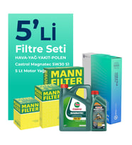MANN Alfa Giulietta 1.6 Dizel 105 HP Filtre Bakım Seti Castrol Motor Yağlı (2010-2015) 5 Li