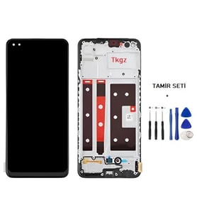 Tkgz - Oppo Reno 4 LİTE Uyumlu Lcd Ekran Dokunmatik ÇITALI Servis + TAMİR SETİ