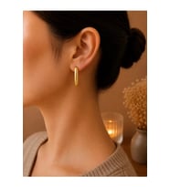 Minimal Uzun Dikdörtgen Form Gold Modern Kadın Küpe