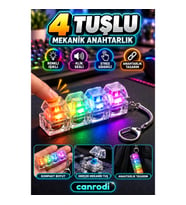 4 Tuşlu Mekanik Anahtarlık – Renkli Işıklı Klik Sesli Fidget Oyuncağı