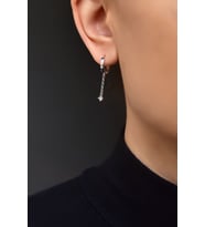 Papatya Silver 925 Ayar Gümüş Zincir Tektaş Sallantılı Halka Küpe (Rodyum)