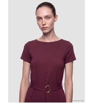 LCW Comfort Mürdüm Bisiklet Yaka Beli Kemerli Kloş Elbise