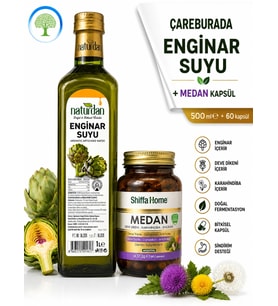Naturdan Enginar Suyu 1L - Aromatik Su 1000 ml & ShiffaHome Medan 60 Kapsül
