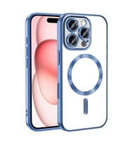 Apple iPhone 16 Pro Max Uyumlu Kılıf Kamera Korumalı M-safe Wireless Şarj Özellikli Zore Demre Kapak (Açık Mavi)