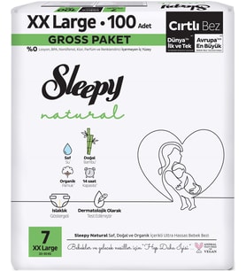 Sleepy Bebek Bezi Natural Beden:7 (20-30KG) XX Large 100 Adet Gross Pk