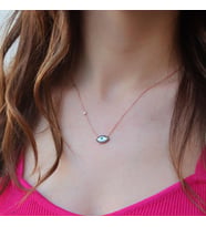 Rose Gold Kaplama Zirkon Taşlı Göz Kolye