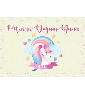 Unicorn Temalı Doğum Günü Afişi