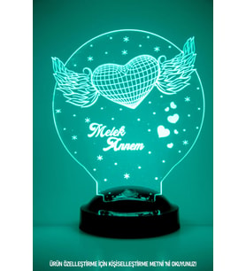 Melek Annem 3D LED Lamba  Anneler İçin Özel Hediye - LoveLamp